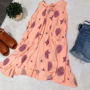 Free People Pink Swing Tunic Dress Keyhole